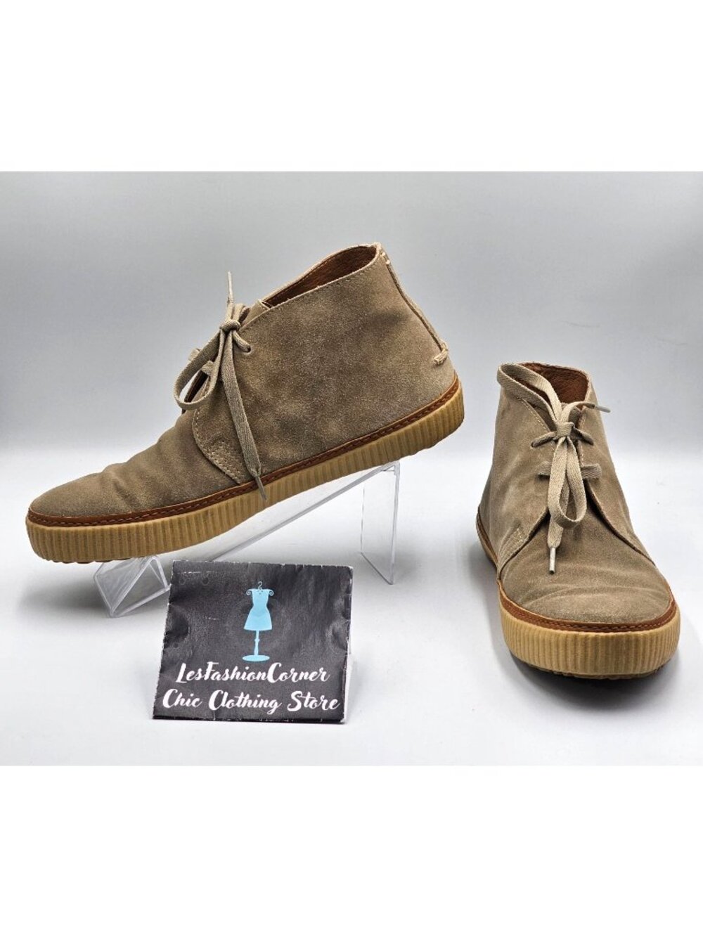Frye Men's Ash Waxed Suede Lace-Up Emory Chukka Boots Size 10 3034